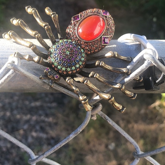 Heidi Daus carnelian vintage spider 🕷 pin EUC - Picture 5 of 12
